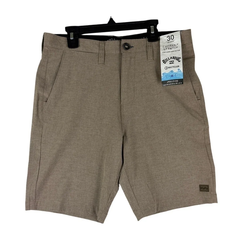 Billabong Crossfire Submersible Hybrid Shorts Mens 30 Khaki Tan New Stretch